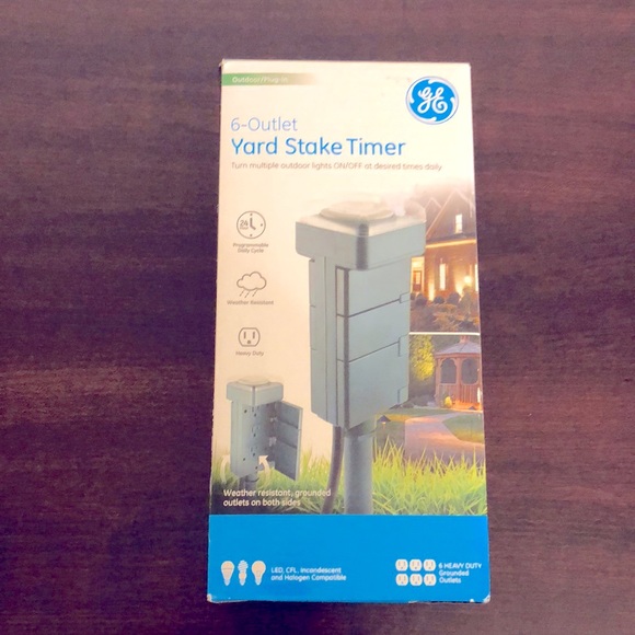 GE 6-Outlet Outdoor Yard Stake Timer - Picture 1 of 7